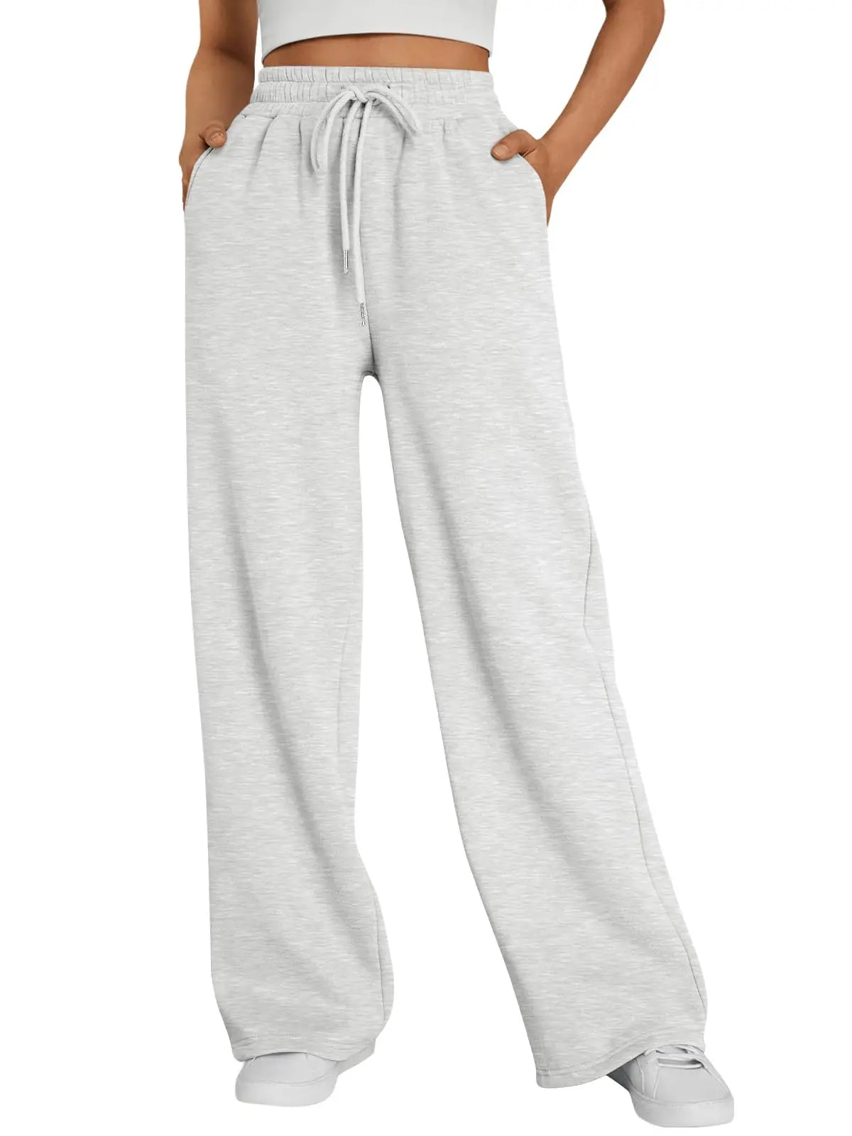 2026 New Harajuku Wide Leg Sweatpants Women Streetwear Baggy Oversize Gray Sports Pants Woman Drawstring Casual Joggers Trousers