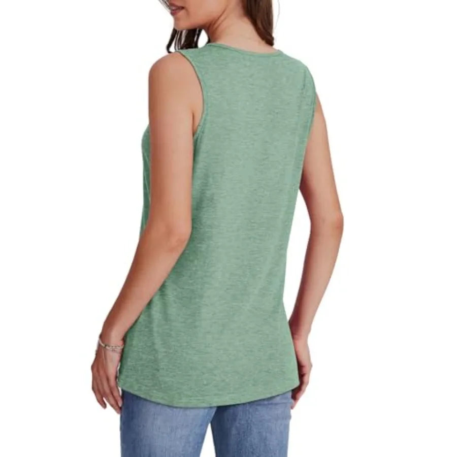 WIHOLL Tank Tops for Women Summer V Neck T Shirts Trendy Sleeveless Basic Tees Fashion Clothing
