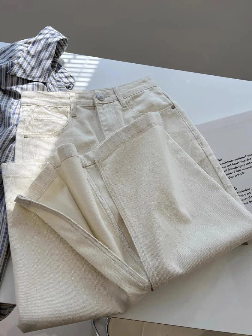 Elegant High Waist A-Line Midi Denim Skirt Women's Versatile Slimming Half-length Skirts Korean Style Commute Pocket Design