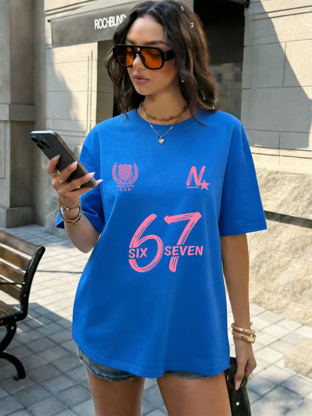 Six Seven 67 Printing T-Shirts Cotton Womens Summer Oversized Tops Soft Comfortable Short Sleeve T Shirts Casual O-Neck Clothes