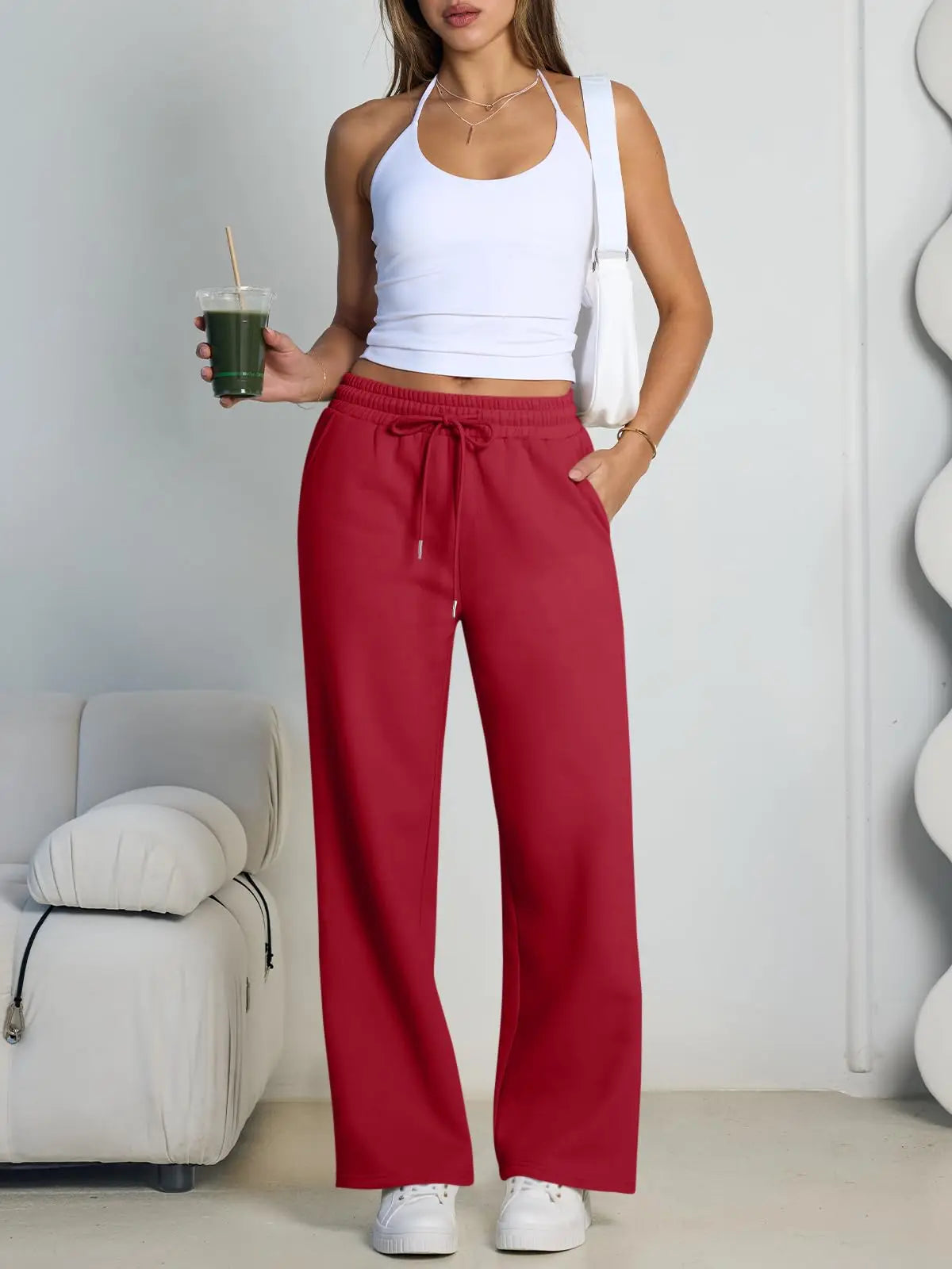 2026 New Harajuku Wide Leg Sweatpants Women Streetwear Baggy Oversize Gray Sports Pants Woman Drawstring Casual Joggers Trousers