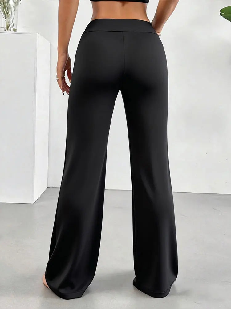 Casual Straight Leg Leggings Women's High Waist Butt Lifting Wide Leg Pants Soft Stretchy Fitness Yoga Active Trouser Daily Wear