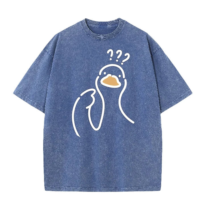 A Goose Full Of Doubts Graphic T-Shirt Summer O-Neck Short Sleeve Tee Retro Loose Casual Tops Fashion Men Women Daily Shirts