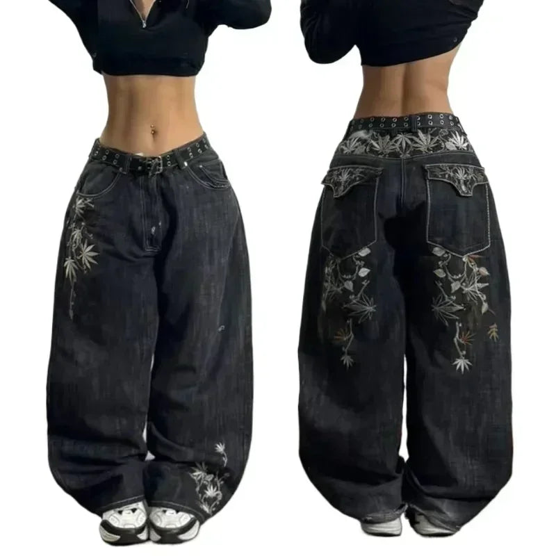 Y2K New Vintage Style Flare Jeans Women Low Waist Stretch Denim Pants With Contrast Waistband Casual Streetwear Trousers