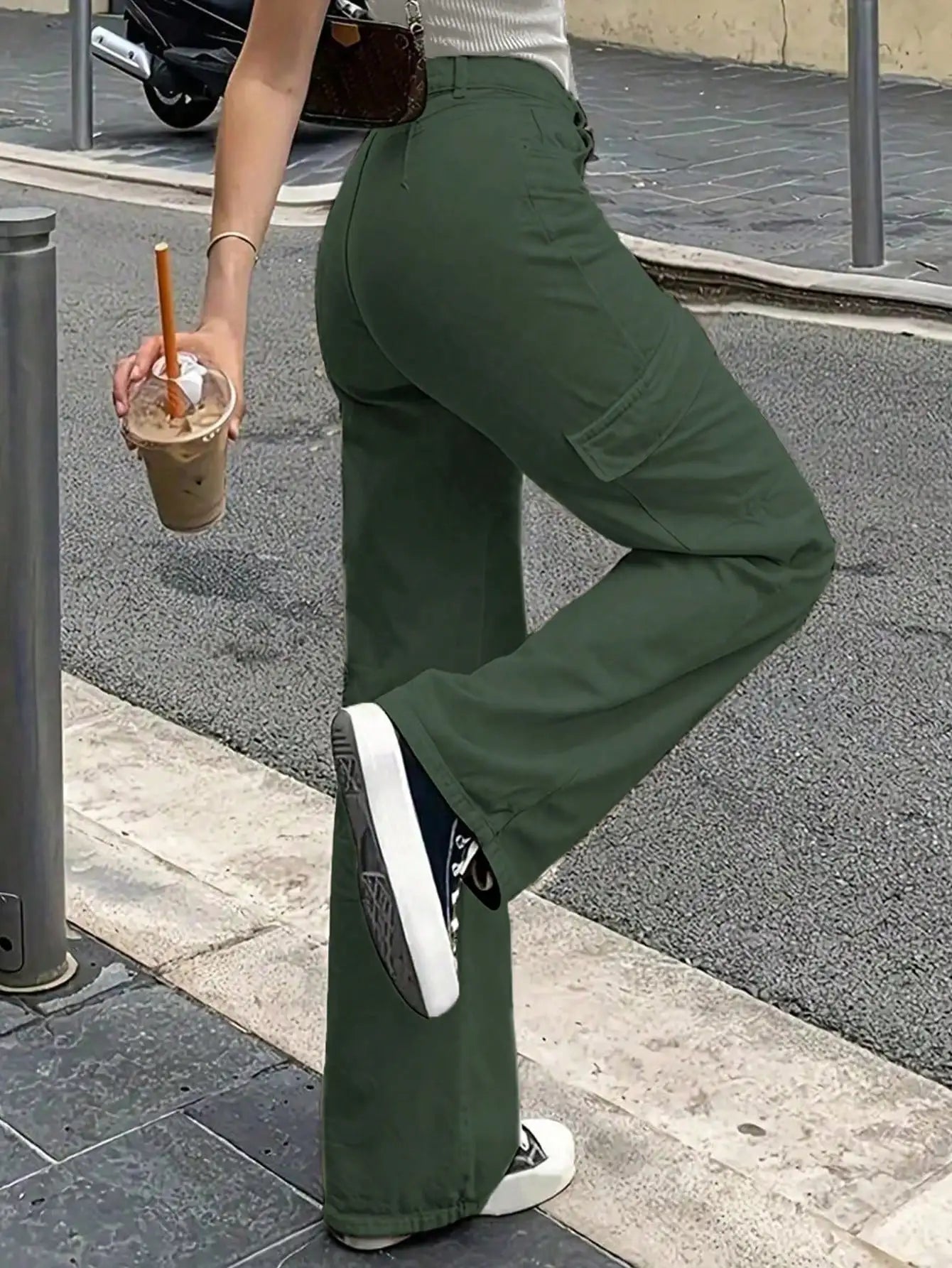 New Autumn/Winter Women's Retro Casual Solid-Color Straight-Leg Cargo Pants — Versatile Y2K Style with Side Pockets