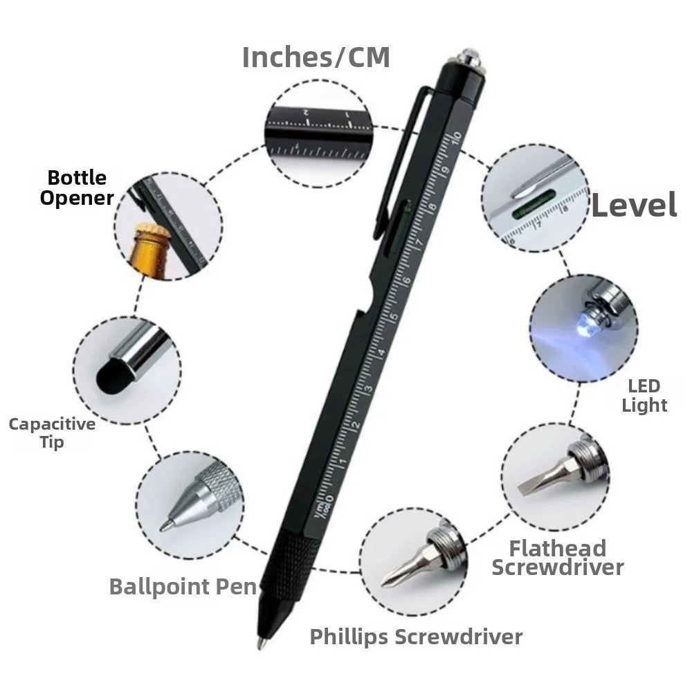 9 in 1 Multi-function Tool Pen Detachable Portable Ballpoint Pen DIY Professional Handheld Screwdriver Tool Office Supplie