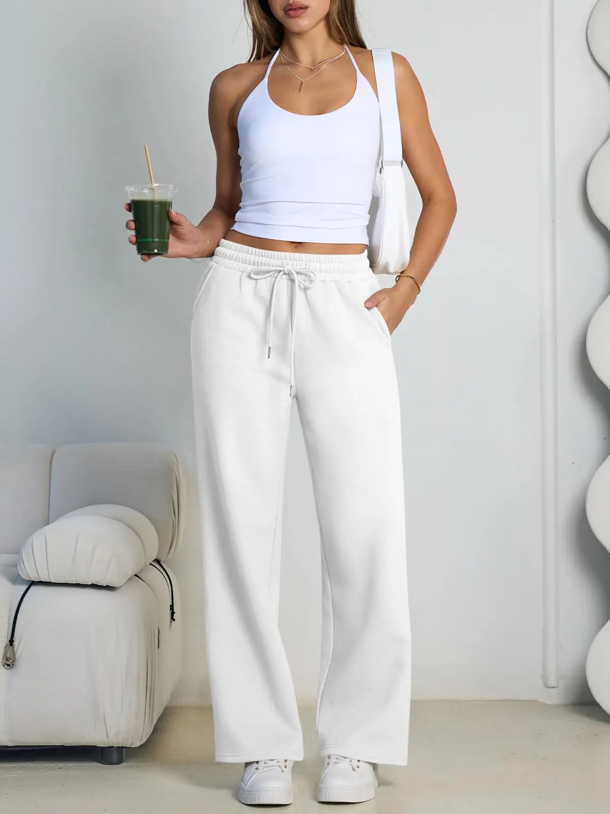 2026 New Harajuku Wide Leg Sweatpants Women Streetwear Baggy Oversize Gray Sports Pants Woman Drawstring Casual Joggers Trousers