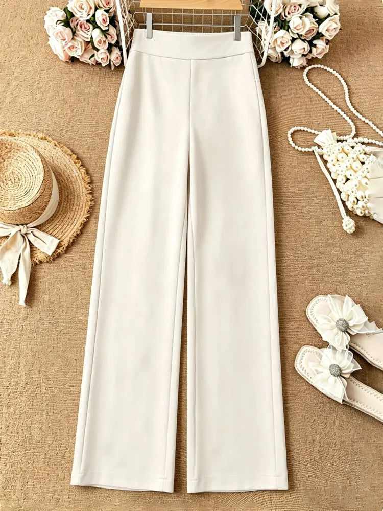Women High Waist Wide Leg Yoga Joggers Straight Leg Casual Sports Pants Loose Stretch Outdoor Workout Trousers For Spring Summer