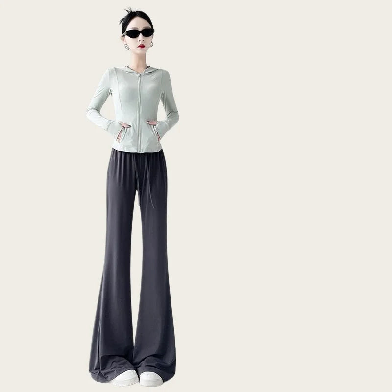 Women's Modal Wide-Leg Pants Lightweight Loose Fit, High-Waisted, Flowing Straight-Leg Casual Dance and Sleep Pants, UV Protecti