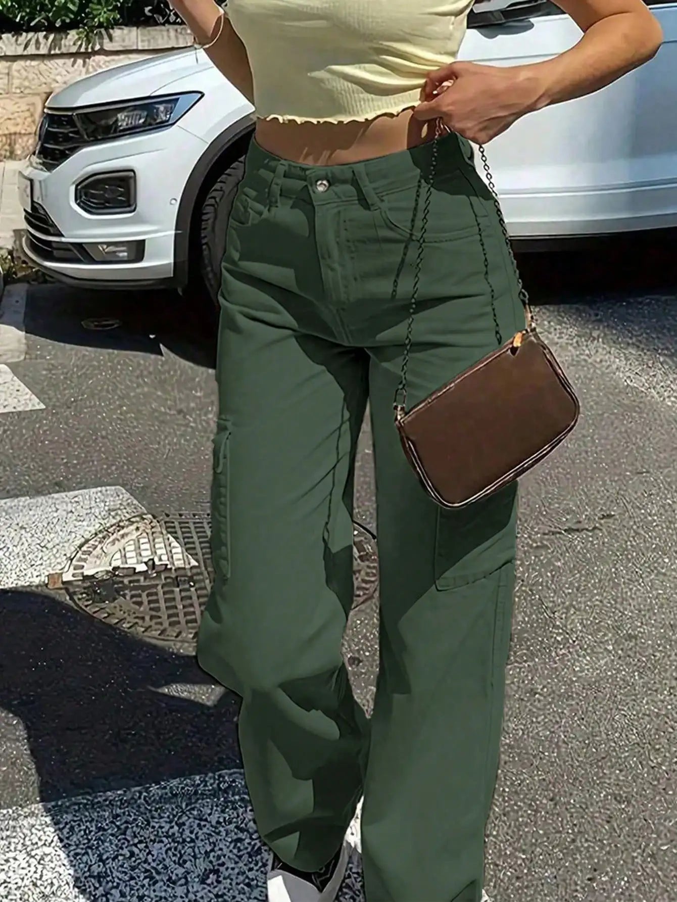New Autumn/Winter Women's Retro Casual Solid-Color Straight-Leg Cargo Pants — Versatile Y2K Style with Side Pockets