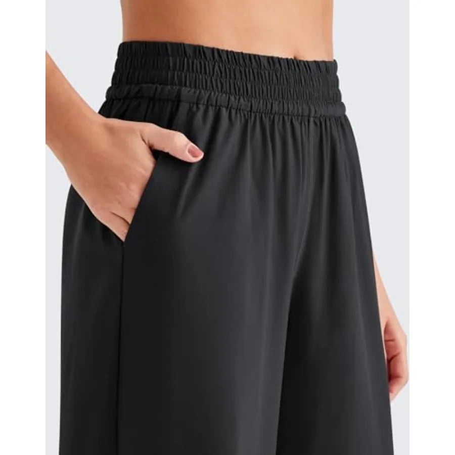 G4Free Lightweight Summer Pants for Women Flowy Wide Leg Pants Elastic Waist Quick Dry Trouser