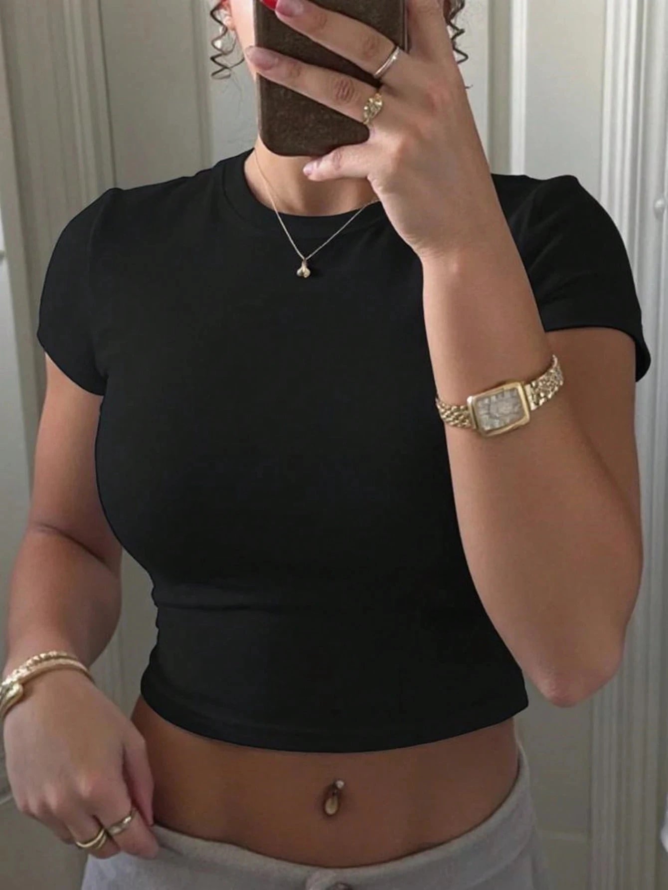 Solid Color Slim Summer Crop Yoga Y2K T-Shirt  Women Soft Elasticity T Shirts Casual Sportswear Tight Woman Short Sleeves