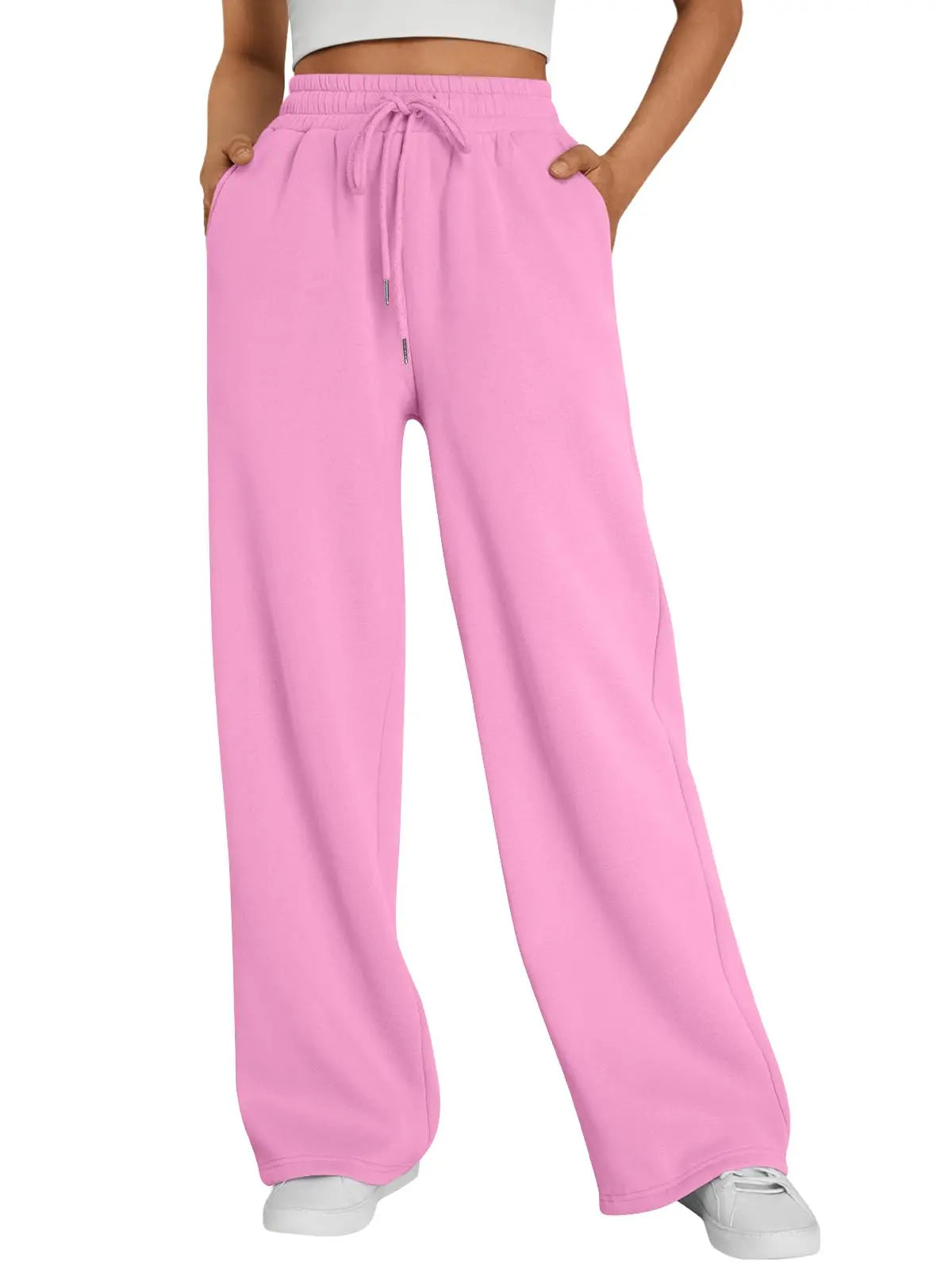 2026 New Harajuku Wide Leg Sweatpants Women Streetwear Baggy Oversize Gray Sports Pants Woman Drawstring Casual Joggers Trousers