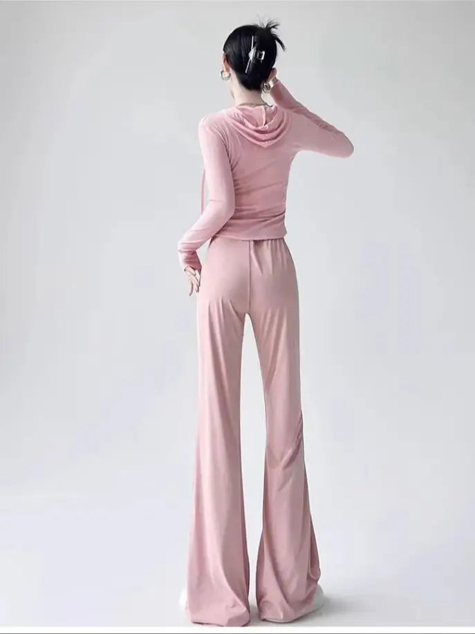 Women's Modal Wide-Leg Pants Lightweight Loose Fit, High-Waisted, Flowing Straight-Leg Casual Dance and Sleep Pants, UV Protecti